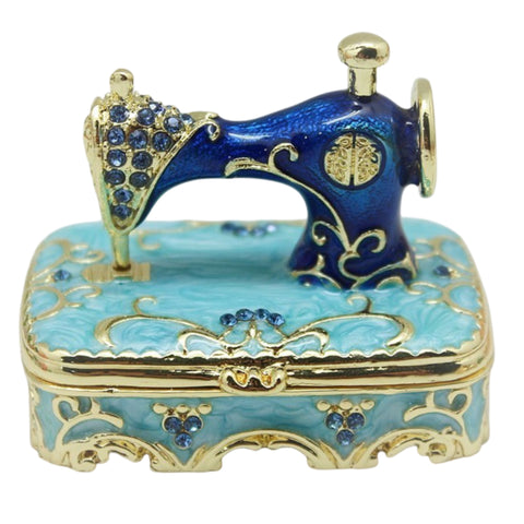 Blue Sewing Machine Trinket Box
