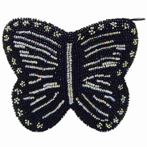 Black Butterfly Beaded Wallet