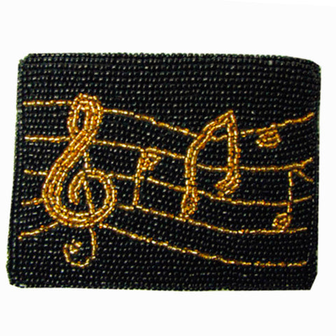 Music Notes Beaded Wallet