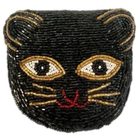 Black Cat Beaded Wallet