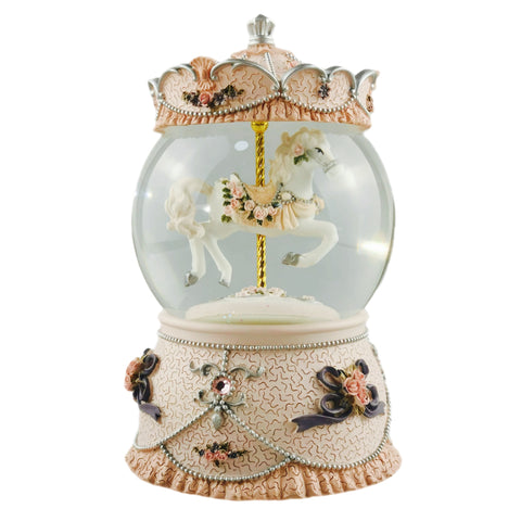 Spinning Carousel Horse Snowglobe