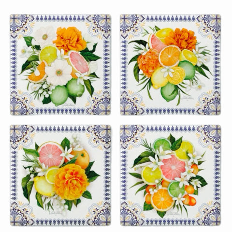 Mediterranean Citrus Coasters, Set Of 4