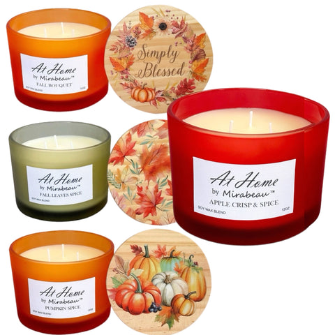 Assorted Harvest Themed Jar Pillar Candle, INDIVIDUALLY SOLD