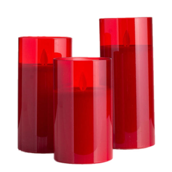 Assorted Pillar Flameless Candle: Red, INDIVIDUALLY SOLD