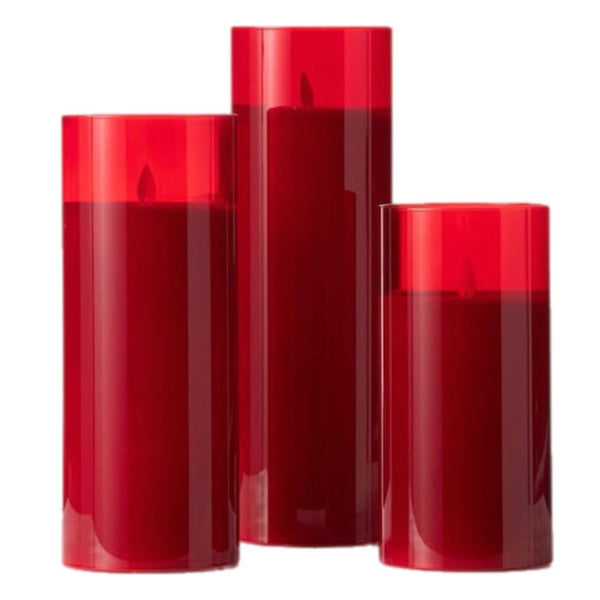 Assorted Wide Pillar Flameless Candle: Red, INDIVIDUALLY SOLD