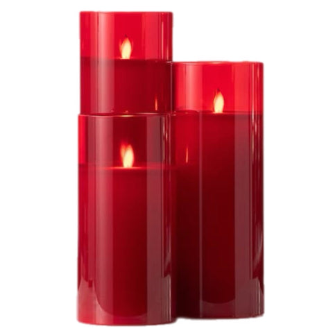 Assorted Wide Pillar Flameless Candle: Red, INDIVIDUALLY SOLD