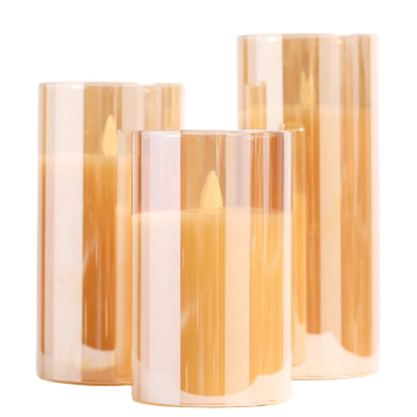 Assorted Pillar Flameless Candle: Amber, INDIVIDUALLY SOLD