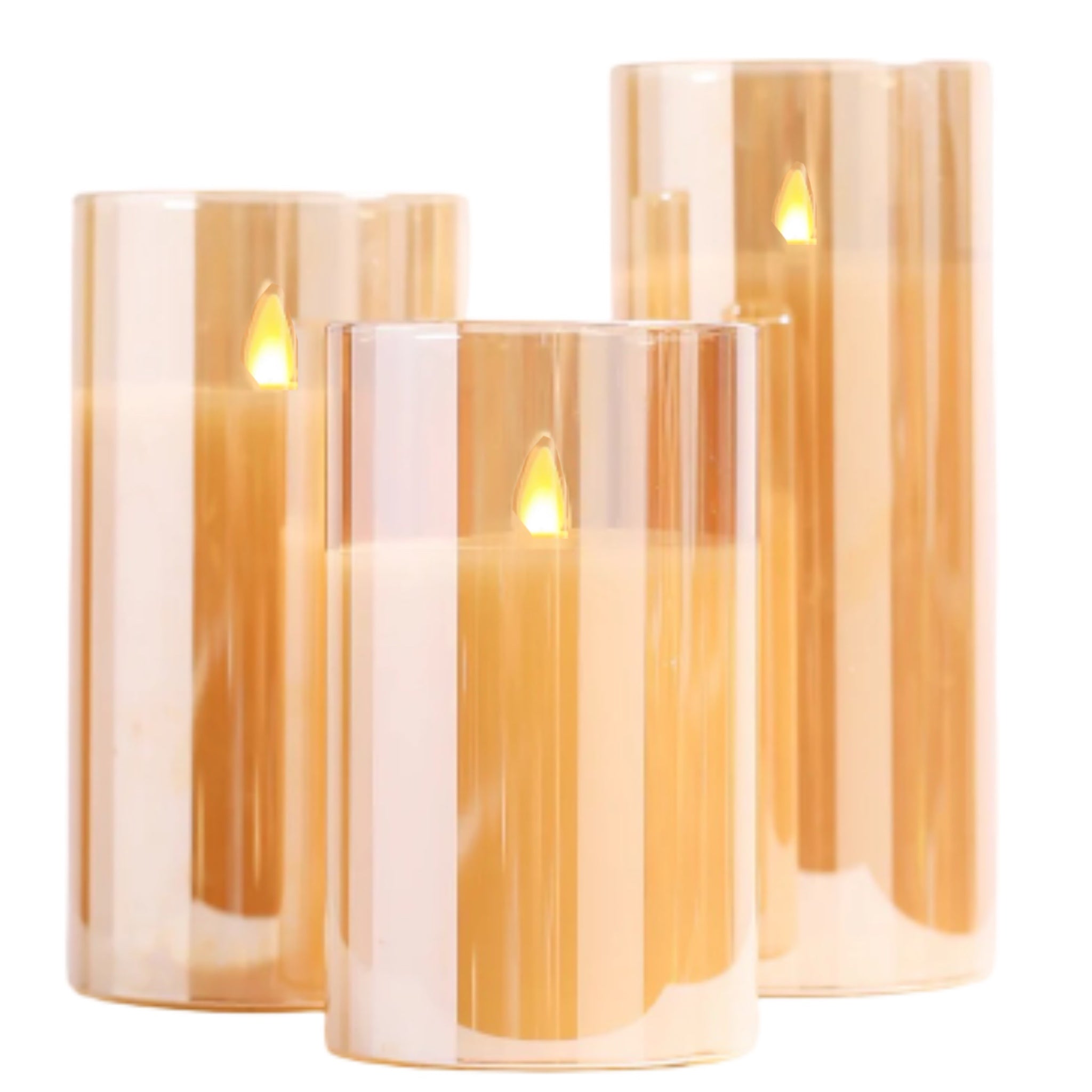 Assorted Pillar Flameless Candle: Amber, INDIVIDUALLY SOLD