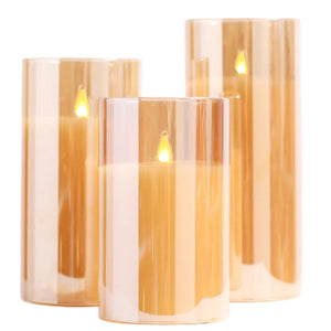 Assorted Pillar Flameless Candle: Amber, INDIVIDUALLY SOLD