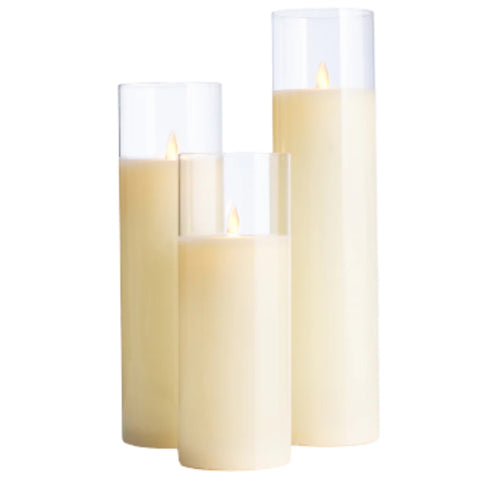 Assorted Wide Pillar Flameless Candle: Cream, INDIVIDUALLY SOLD