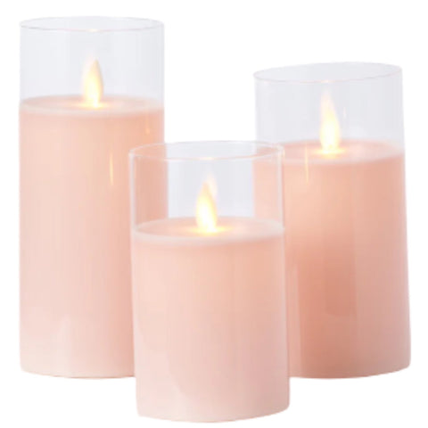 Assorted Pillar Flameless Candle: Pink, INDIVIDUALLY SOLD