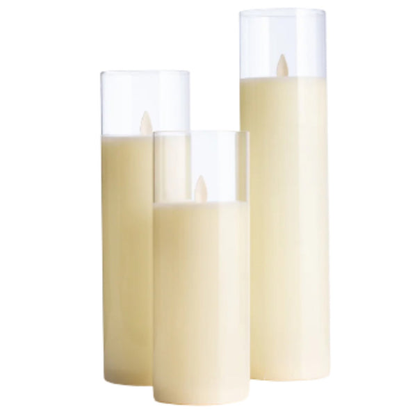 Assorted Slim Pillar Flameless Candle: Cream, INDIVIDUALLY SOLD