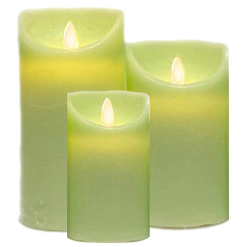 Assorted Pillar Flameless Candle: Green, INDIVIDUALLY SOLD