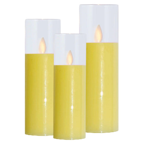 Assorted Slim Pillar Flameless Candle: Yellow, INDIVIDUALLY SOLD