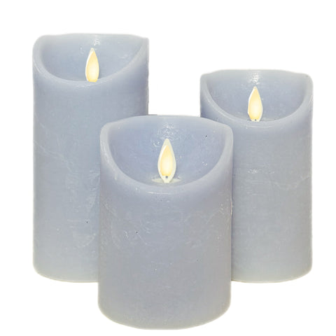 Assorted Pillar Flameless Candle: Periwinkle Blue, INDIVIDUALLY SOLD