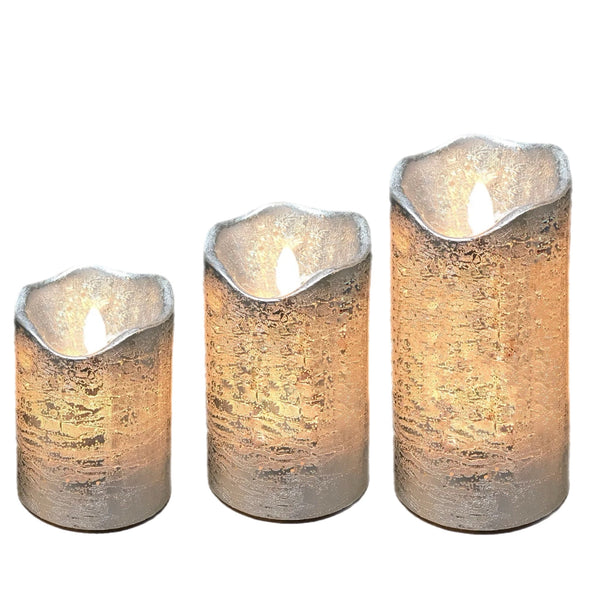 Assorted Silver Pillar Flameless Candle, INDIVIDUALLY SOLD