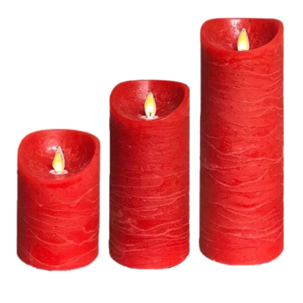 Assorted  Red Pillar Flameless Candle, INDIVIDUALLY SOLD