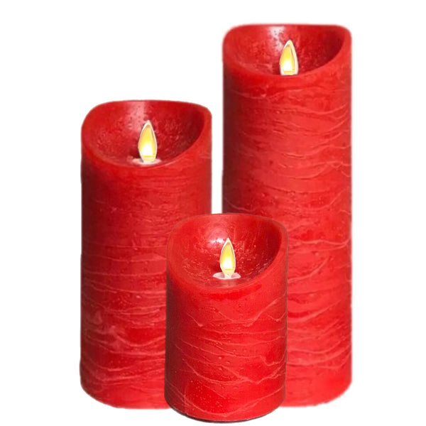 Assorted  Red Pillar Flameless Candle, INDIVIDUALLY SOLD