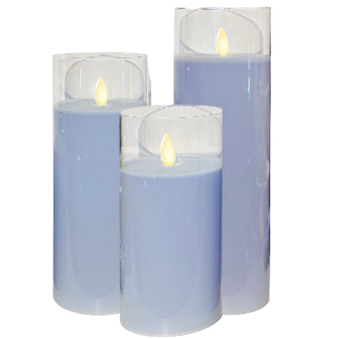 Assorted Wide Pillar Flameless Candle: Periwinkle Blue, INDIVIDUALLY SOLD