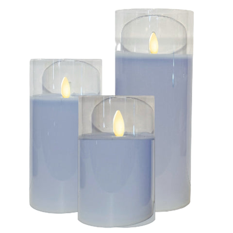 Assorted Pillar Flameless Candle: Periwinkle Blue, INDIVIDUALLY SOLD