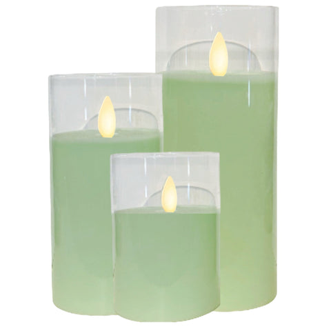 Assorted Pillar Flameless Candle: Green, INDIVIDUALLY SOLD