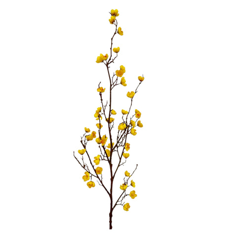 34" Yellow Quince Blossom Spray