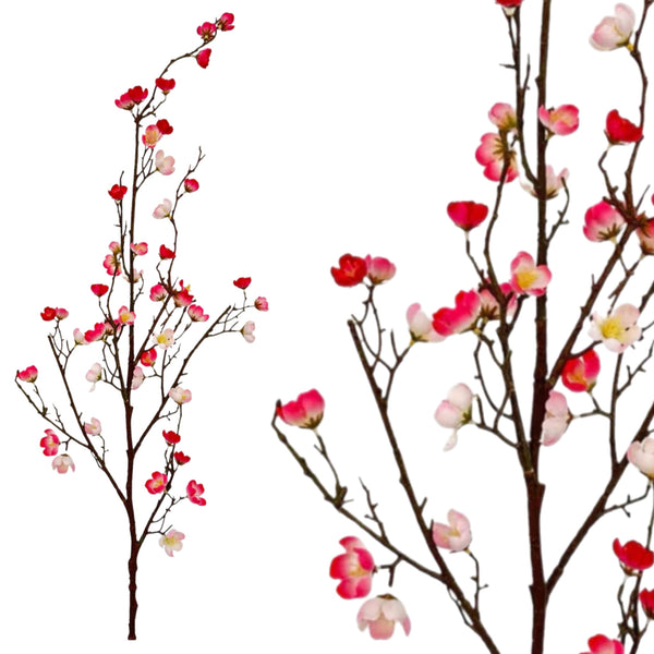 34" Pink Quince Blossom Spray