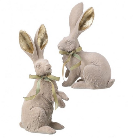 Assorted Flocked Bunny Figurine, INDIVIDUALLY SOLD