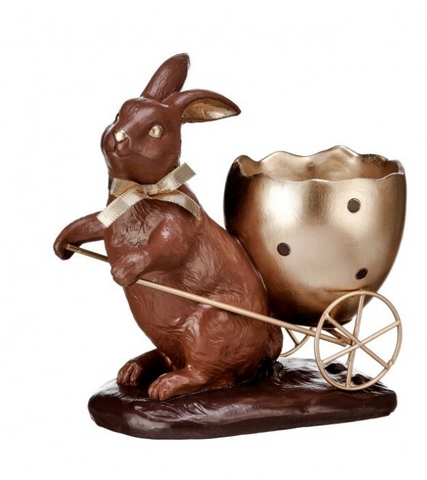 Chocolate Bunny With Cart Figurine