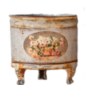 Old Rose Round Tole Planter