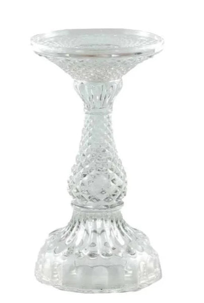 Depression Glass Pillar Candle Holder, LARGE CLEAR