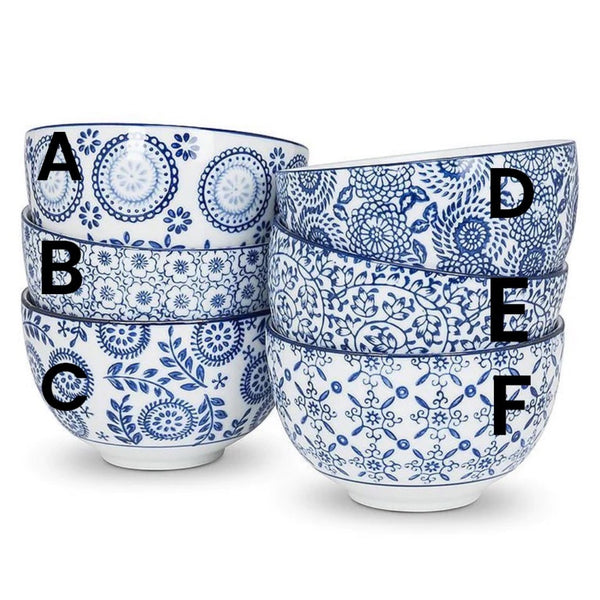 Assorted Blue Pattern Deep Bowl, INDIVIDUALLY SOLD