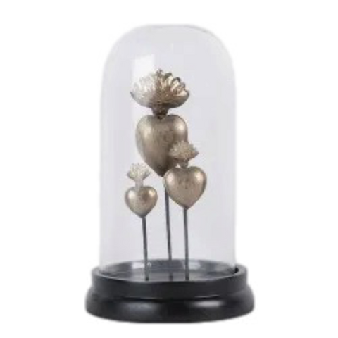 Three Hearts With Flames In Dome Figurine