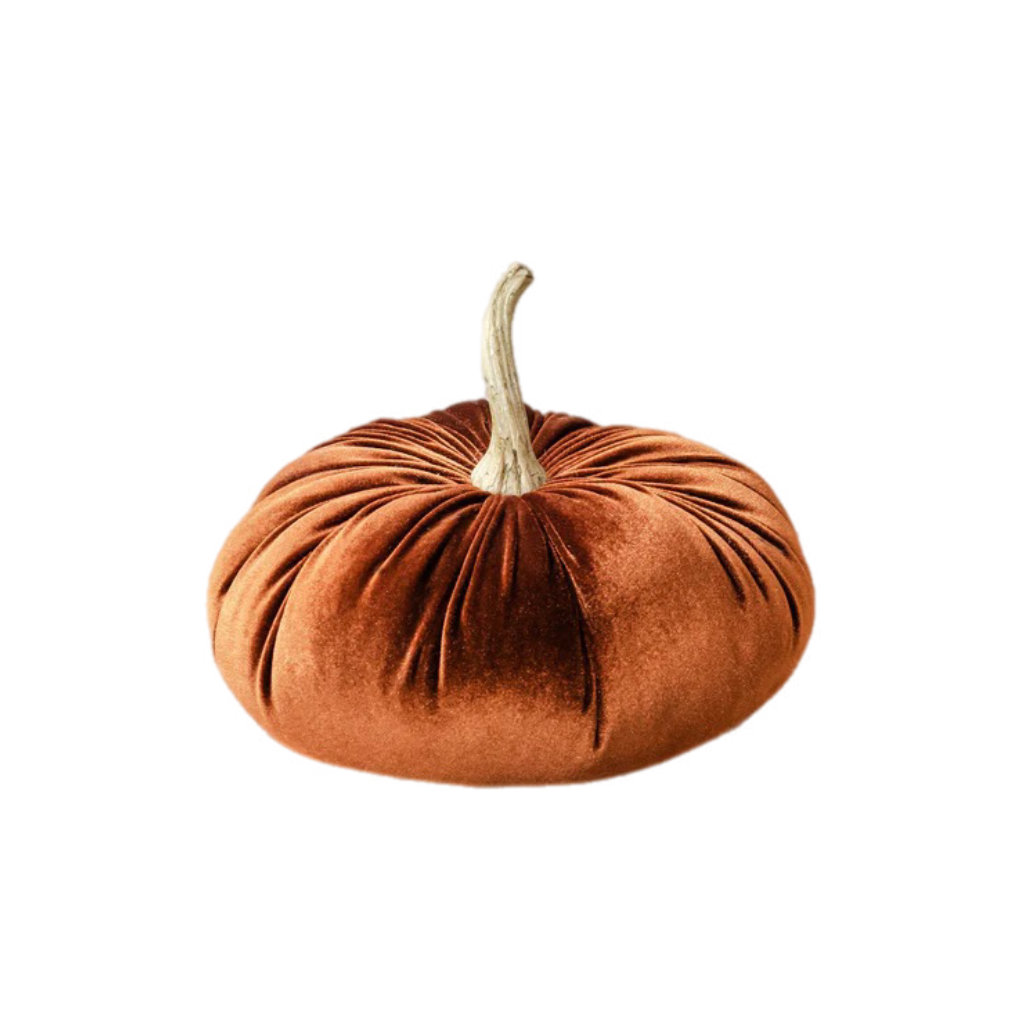 Burnt Orange Velvet Pumpkin Figurine