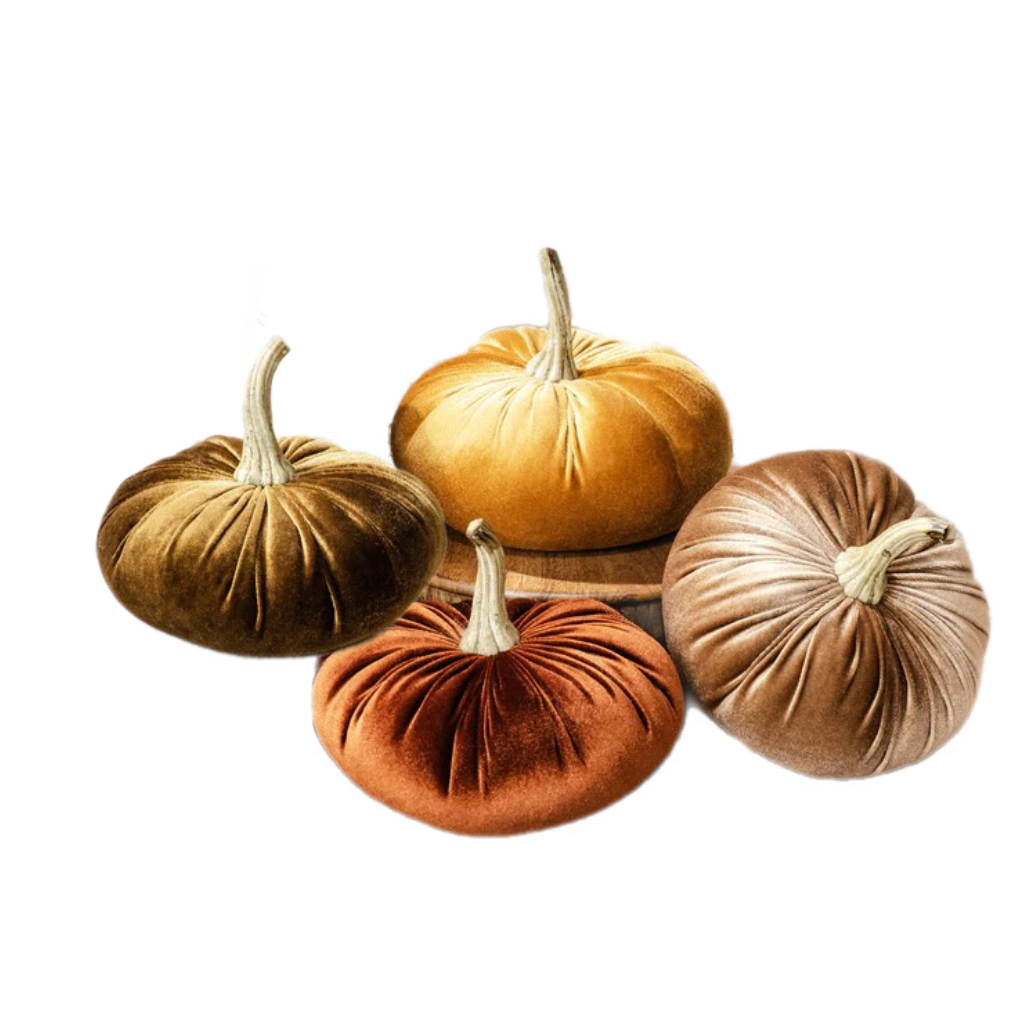 Assorted Medium Velvet Pumpkin Figurine, INDIVIDUALLY SOLD