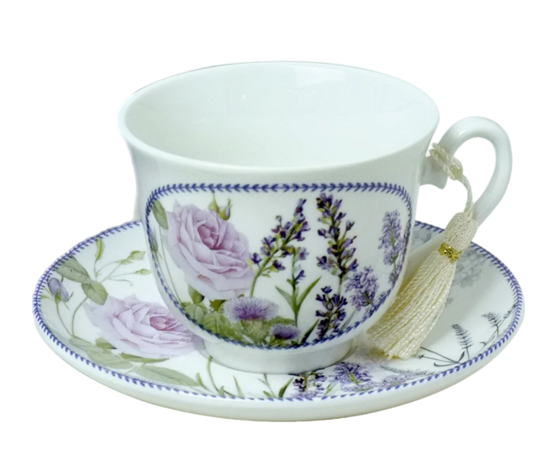 Lavender Teacup And Saucer With Gift Box