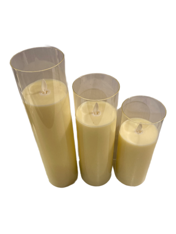 Assorted Slim Pillar Flameless Candle: Yellow, INDIVIDUALLY SOLD