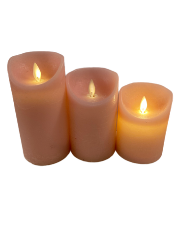 Assorted Wide Pillar Flameless Candle: Pink, INDIVIDUALLY SOLD
