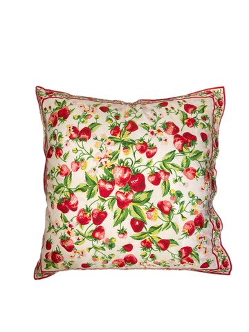 April Cornell Strawberry Basket Pillow, Ecru