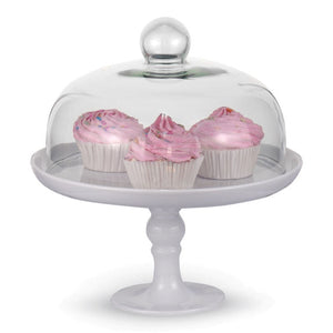 White Cake Plate With Dome
