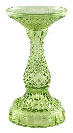 Depression Glass Pillar Candle Holder: SMALL LIME