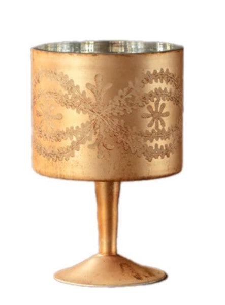 Copper Etched Compote Vase