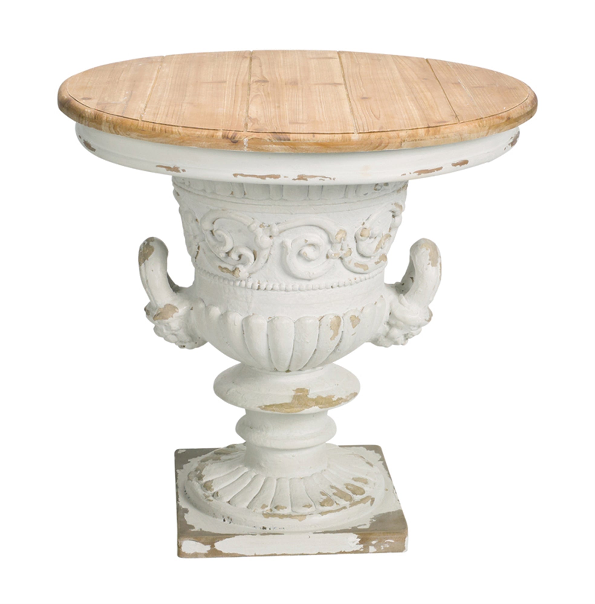 Distressed Urn Side Table