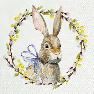 Luncheon Paper Napkin: Rabbit Wreath