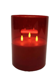 6" x 8" Triple Wick Pillar Flameless Candle: Red
