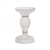 White Textured Pillar Candle Holder -SHORT