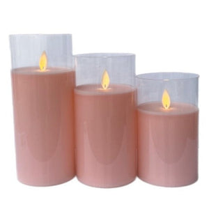 Assorted Pillar Flameless Candle: Pink, INDIVIDUALLY SOLD