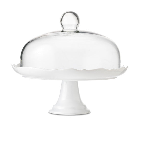 White Pedestal Cake Plate With Dome