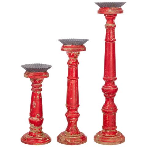 Assorted Red Distressed Pillar Candle Holder, INDIVIDUALLY SOLD