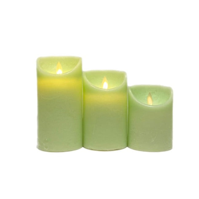 Assorted Pillar Flameless Candle: Green, INDIVIDUALLY SOLD